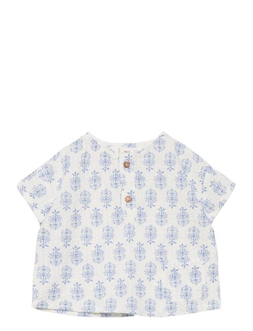 Mango Floral Print Shirt Blue Mango